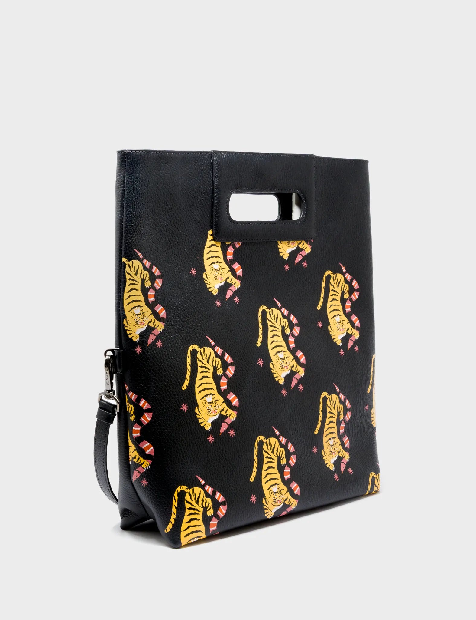 Milo Convertible Crossbody Bag - Black Leather Creatures of the Future Print