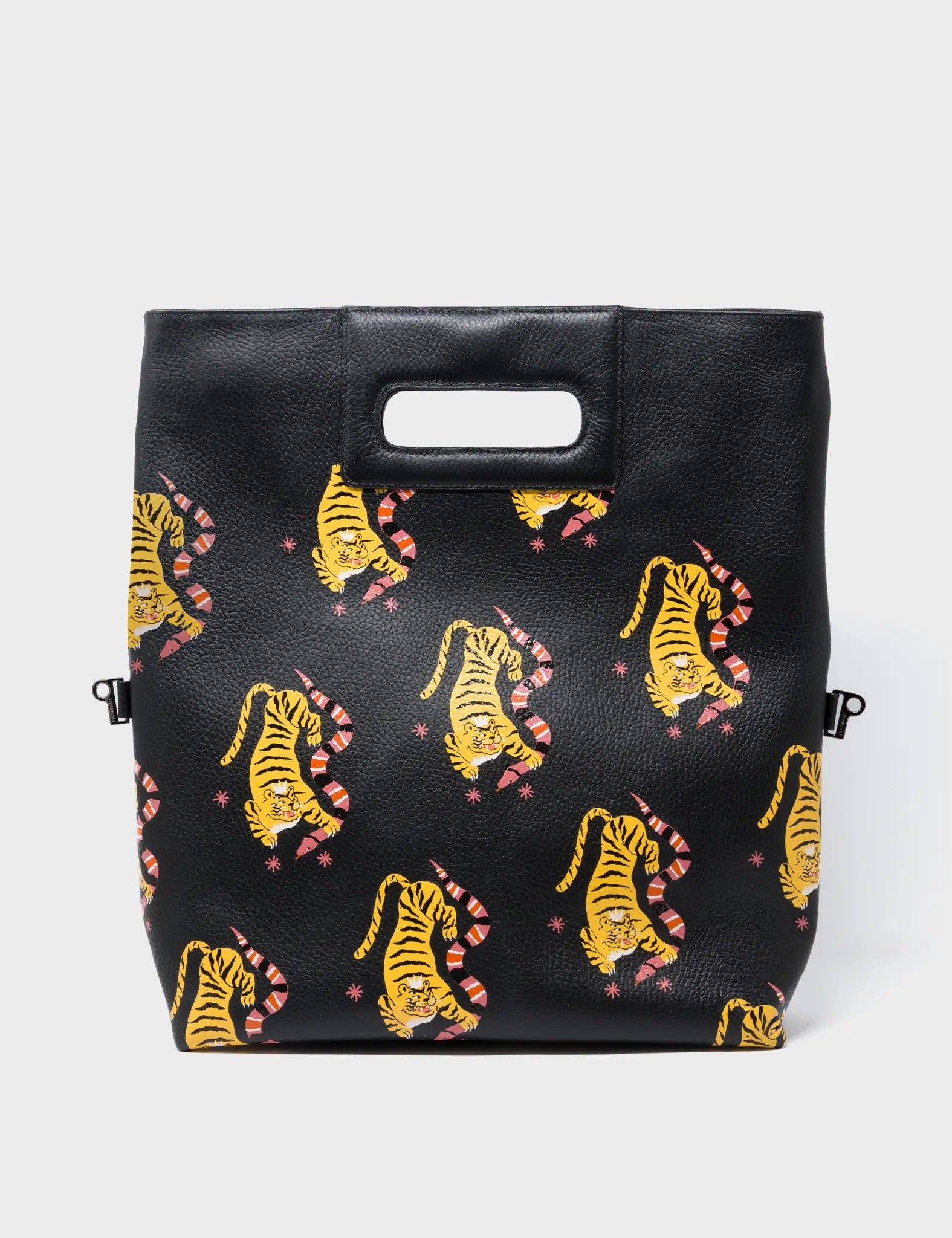 Milo Convertible Crossbody Bag - Black Leather Creatures of the Future Print
