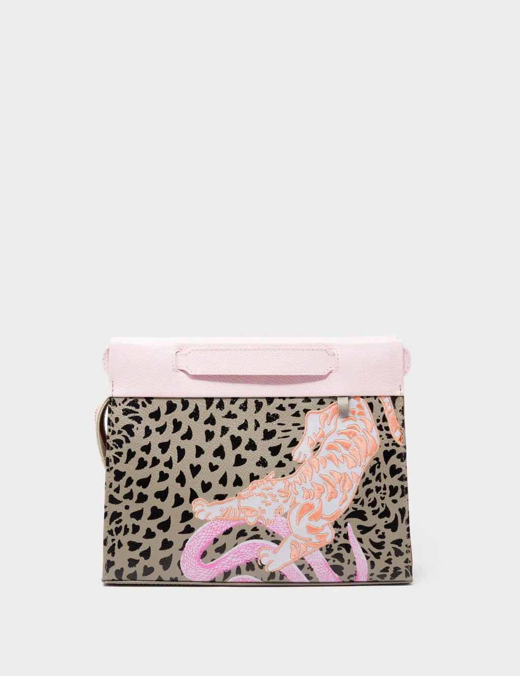 Vali Crossbody Tuffet Brown and Parfait Pink - Retro Tiger Design