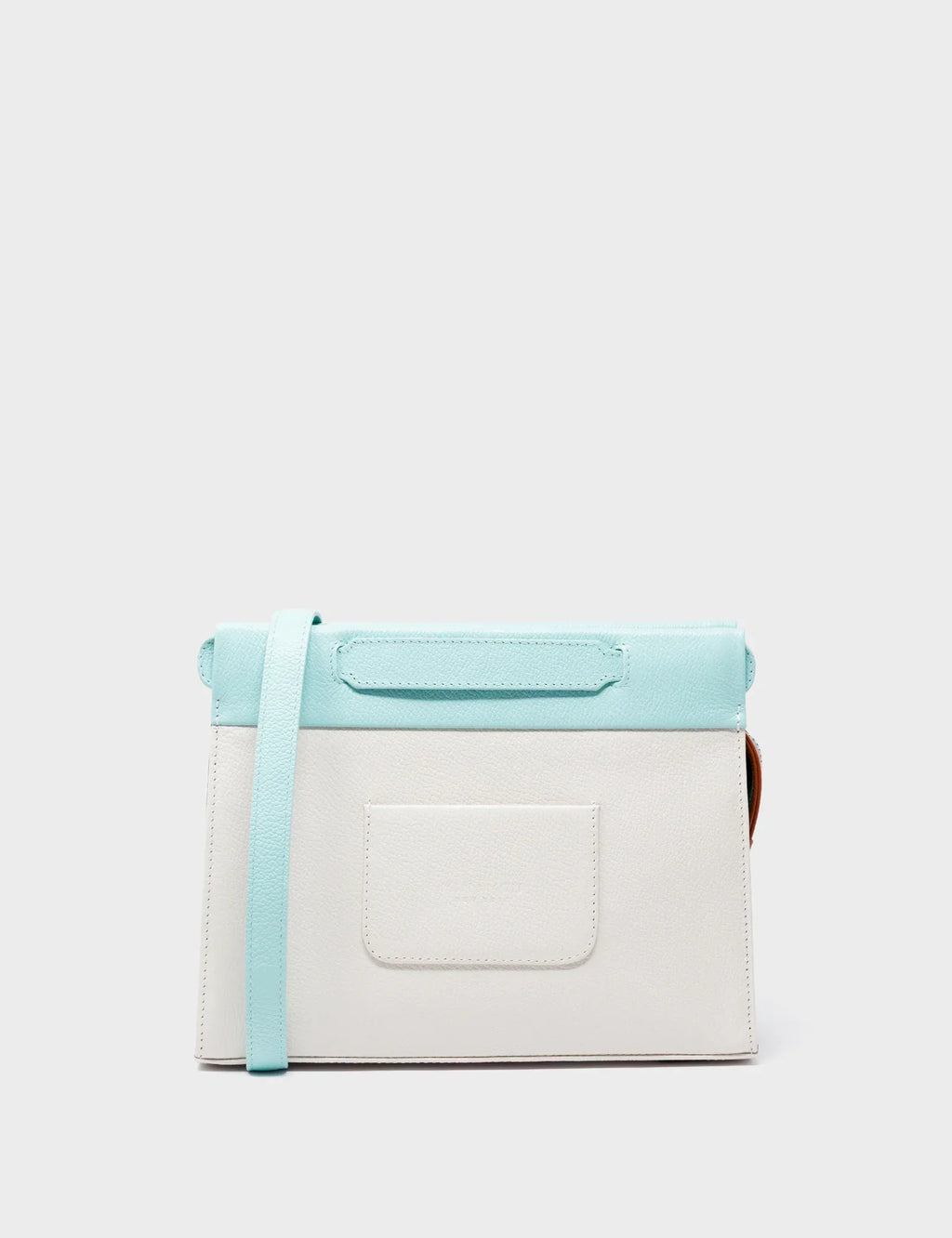 Vali Crossbody Cream and Eggshell Blue Leather Bag - Retro Tiger Embroidery