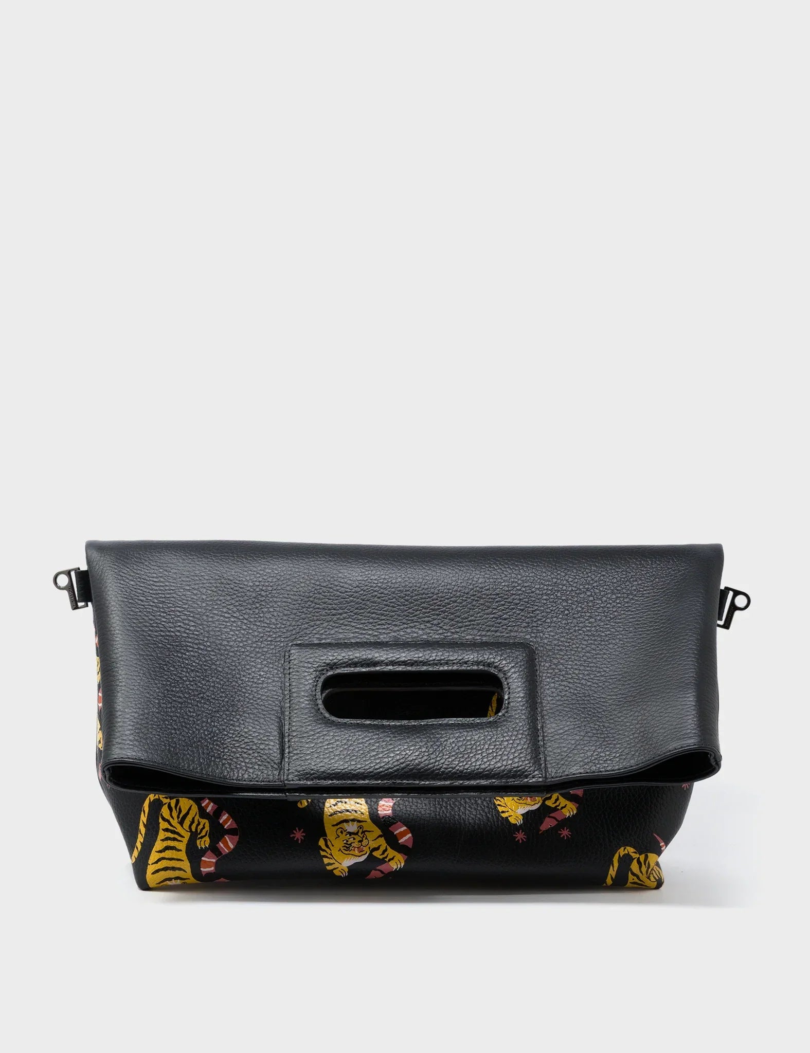 Milo Convertible Crossbody Bag - Black Leather Creatures of the Future Print