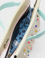 Vali Crossbody Gravel Beige Leather Bag - Studs Pattern