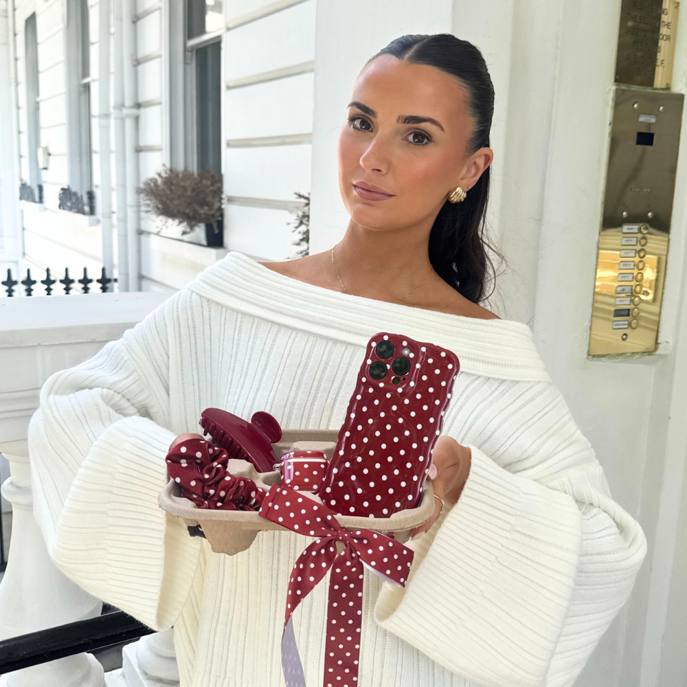 Wavy Phone Case - Burgundy Polka Dot