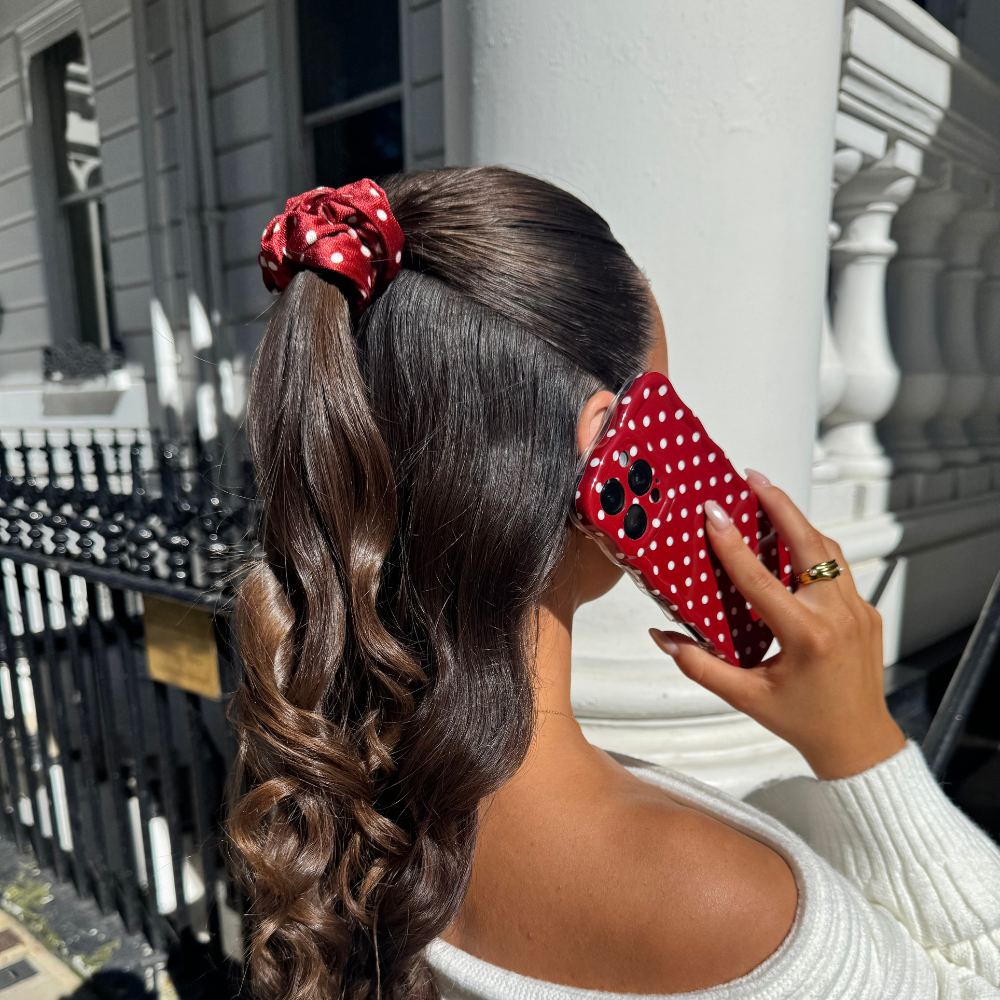Wavy Phone Case - Burgundy Polka Dot