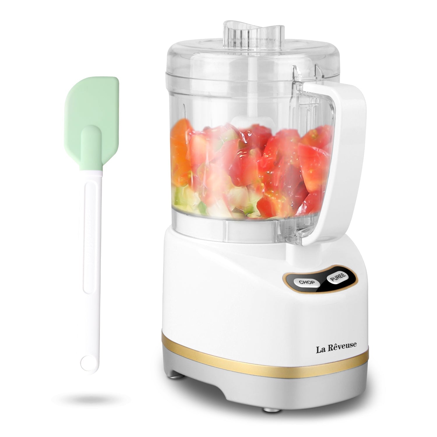 La Reveuse Electric Mini Food Processor with 200 Watts.2-Cup Prep Bowl for Mincing.Chopping.Grinding.Blending.Pureeing.White