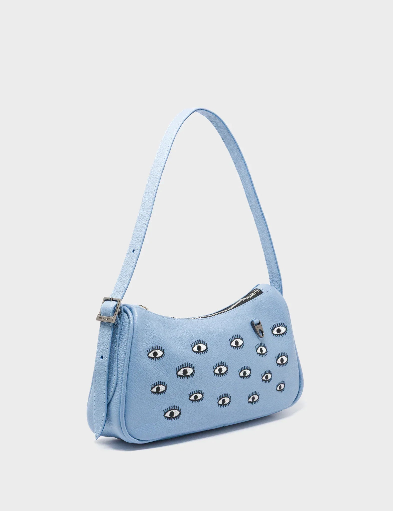 Lucas Hobo Mini Cerulean Blue Handbag - All Over Eyes Embroidery