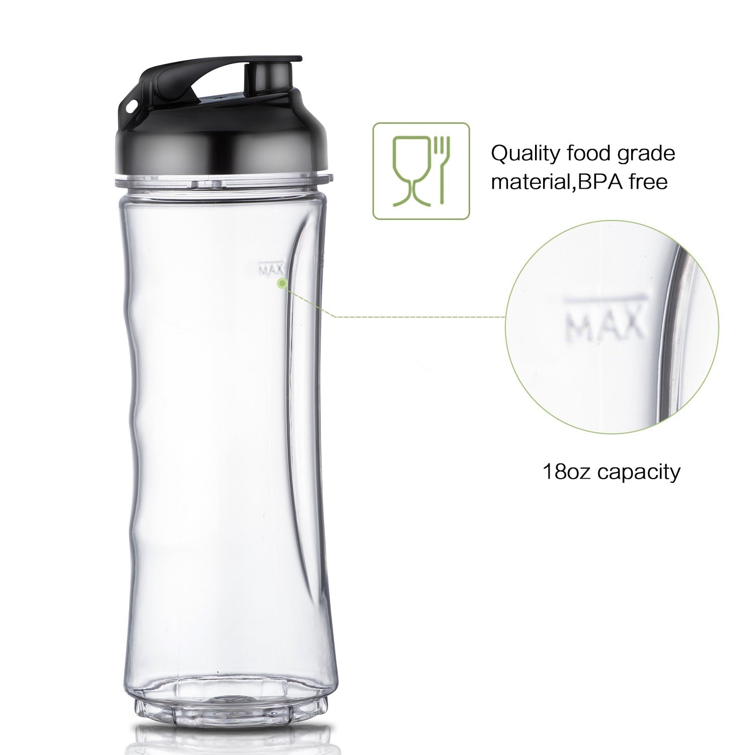 La Reveuse Personal Blender With Travel Lid BPA Free - 18oz Portable Sports Bottle Silver Stainless Steel Blade LARB1802S