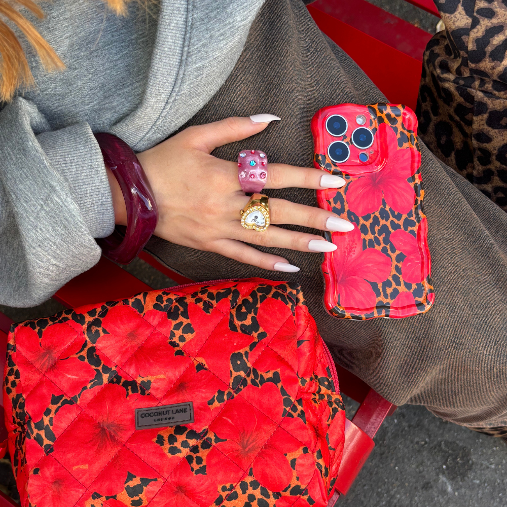 Wavy Phone Case - Leopard Hibiscus