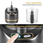 La Reveuse Electric Mini Food Processor with 200 Watts.2-Cup Prep Bowl for Mincing.Chopping.Grinding.Blending.Pureeing.Metallic Grey