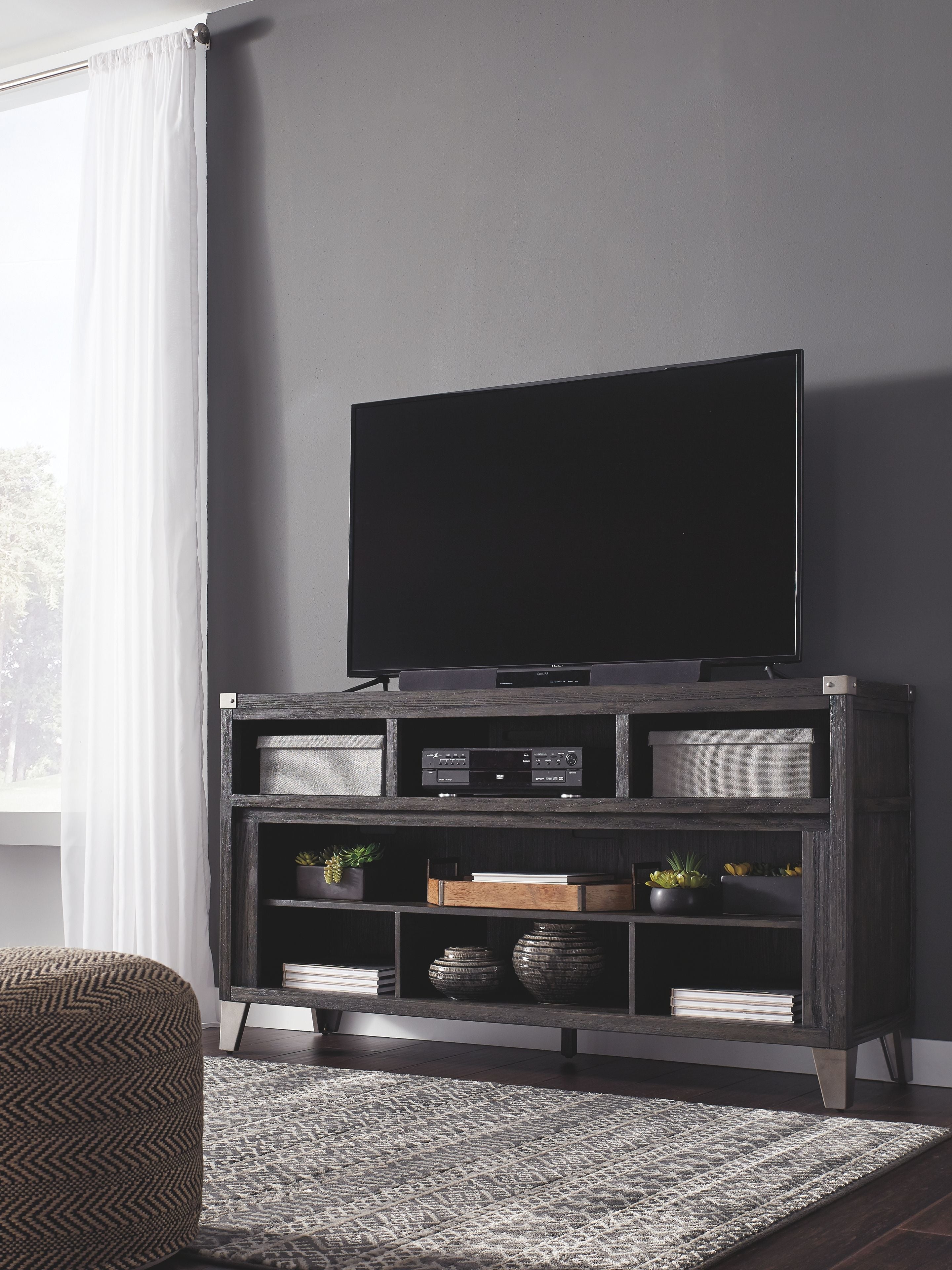 Todoe - Gray - 2 Pc. - 65 TV Stand with Wide Fireplace Insert