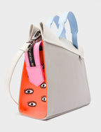 Vali Crossbody Small Gray Leather Bag - All Over Eyes Embroidery