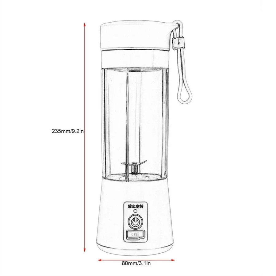 BESTDIY Portable USB Rechargeable Fruit Juice Blender Juice Maker Juicer Blender Mixer 380ML Fruit Juicer