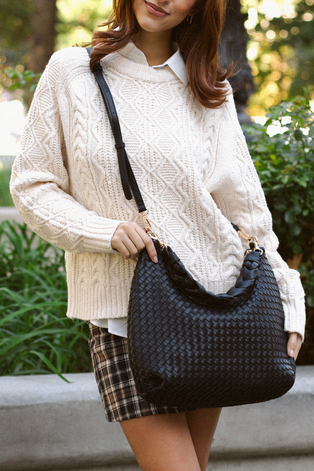 Kelly Woven Convertible Shoulder Bag