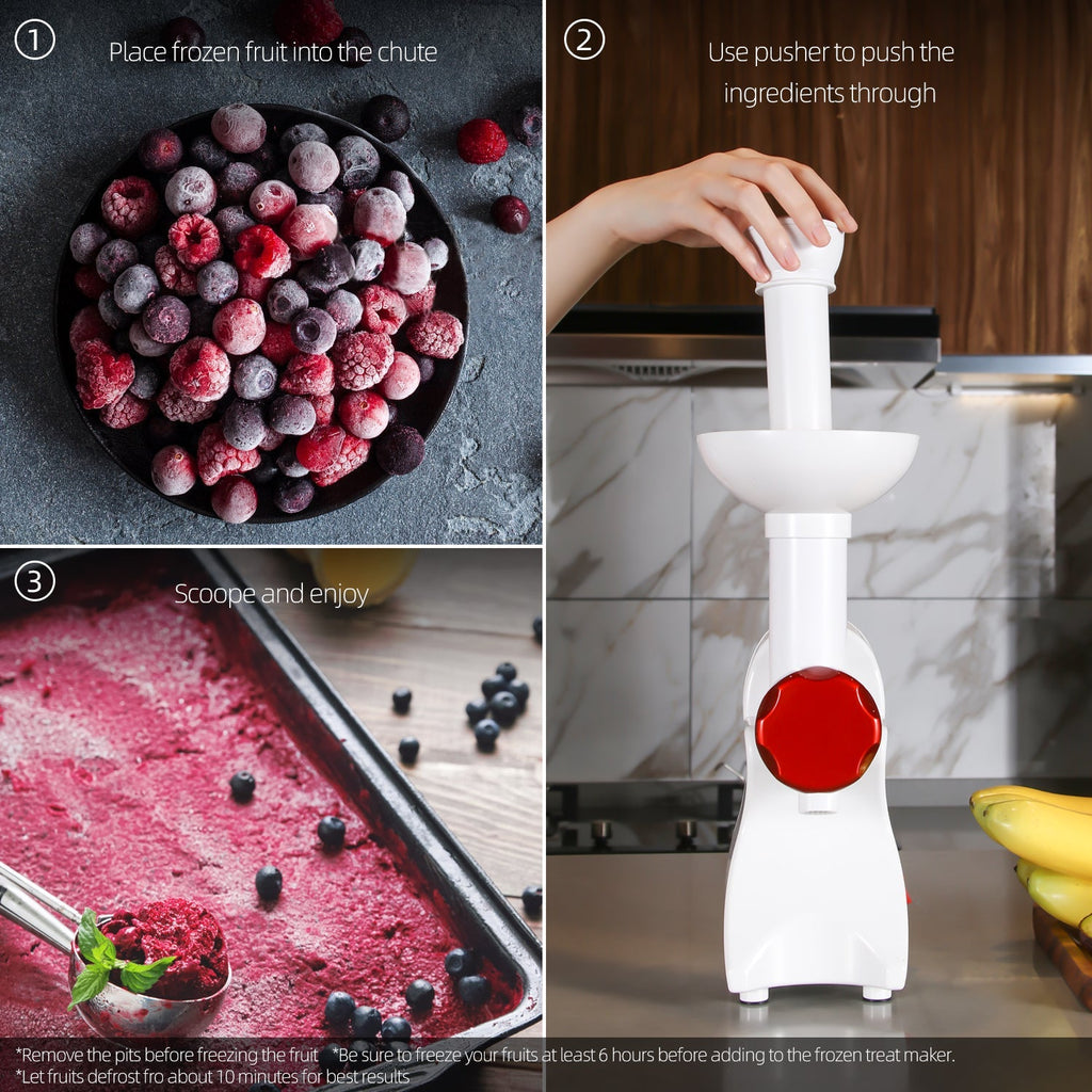 La Reveuse Frozen Dessert Maker. Great for Making Healthy Soft Serve Sherbet. Sorbet. Fruit Ice Cream. Frozen Yogurt for Kids. White. LARB1810