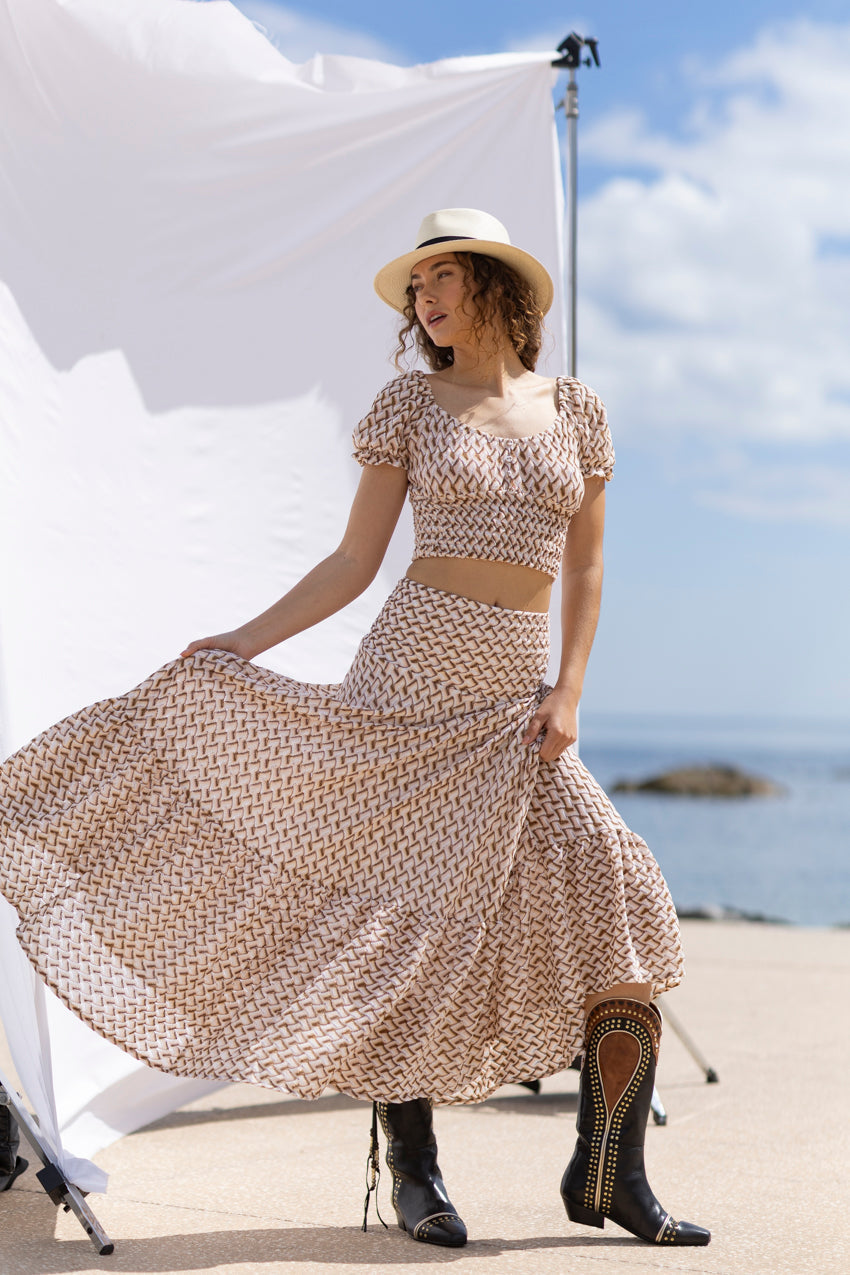 Zelda Lurex Skirt Beige