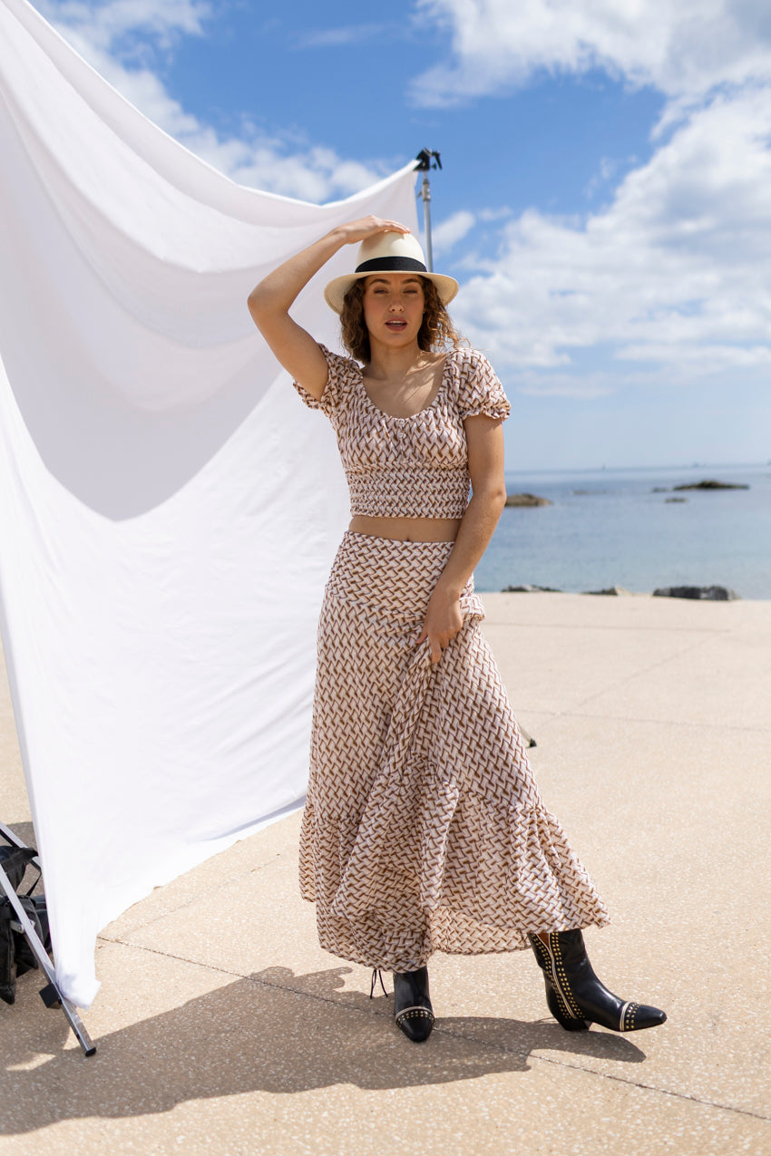 Zelda Lurex Skirt Beige