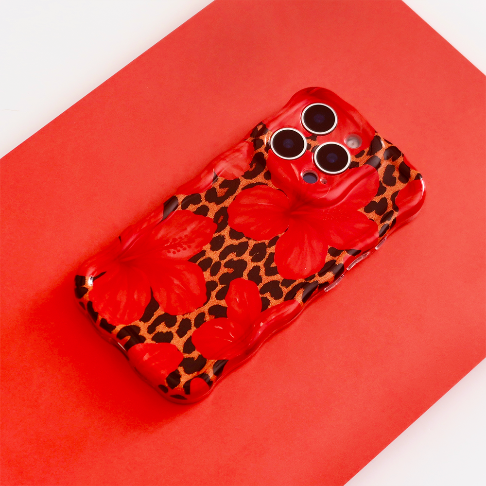 Wavy Phone Case - Leopard Hibiscus