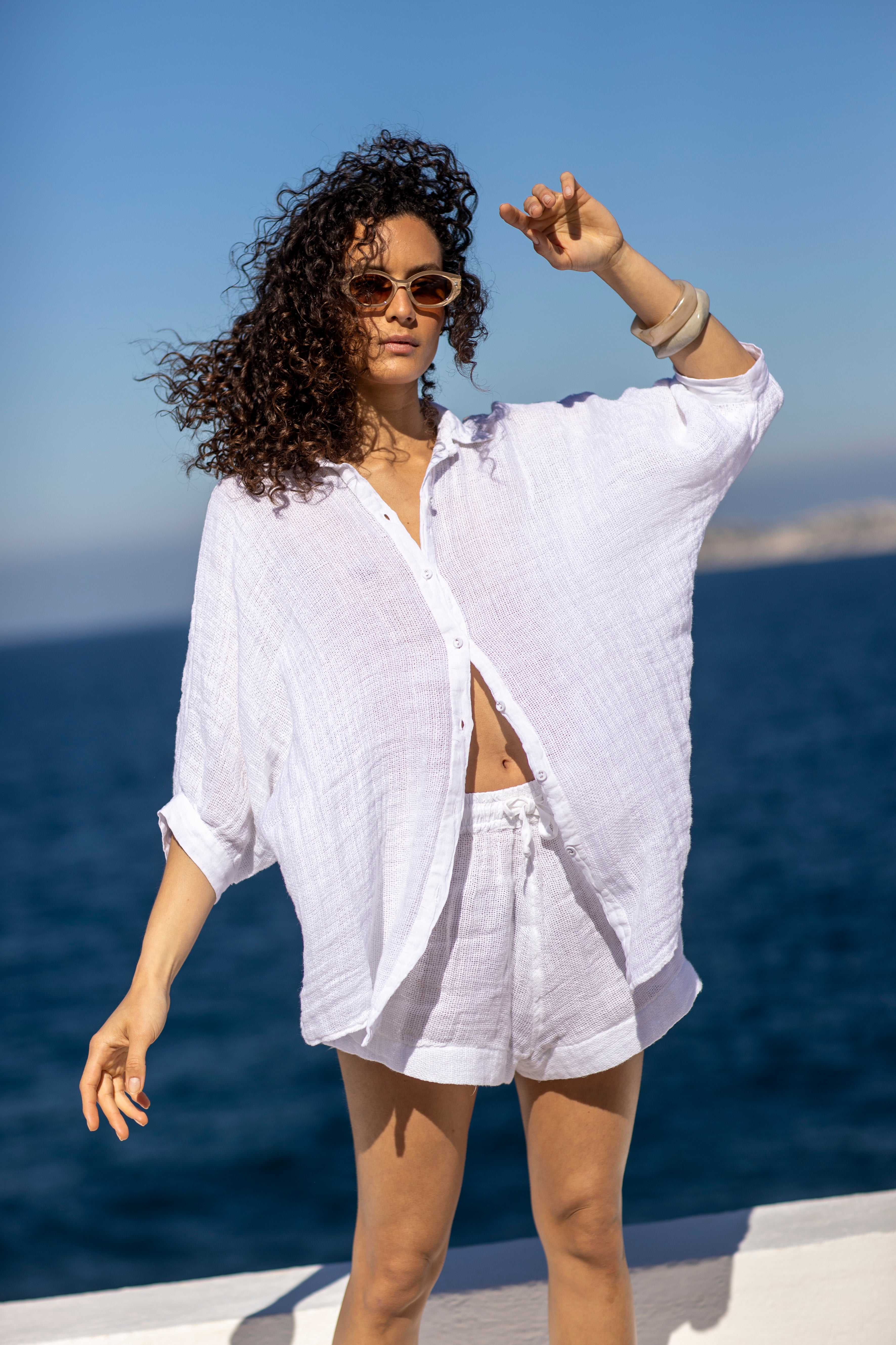 Nina Linen Shorts White