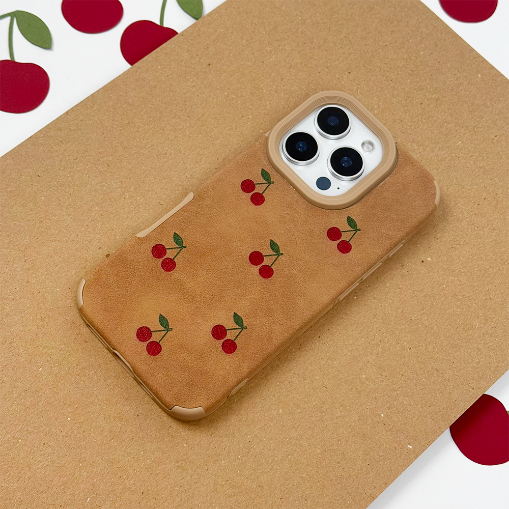Suedette Phone Case - Cherries