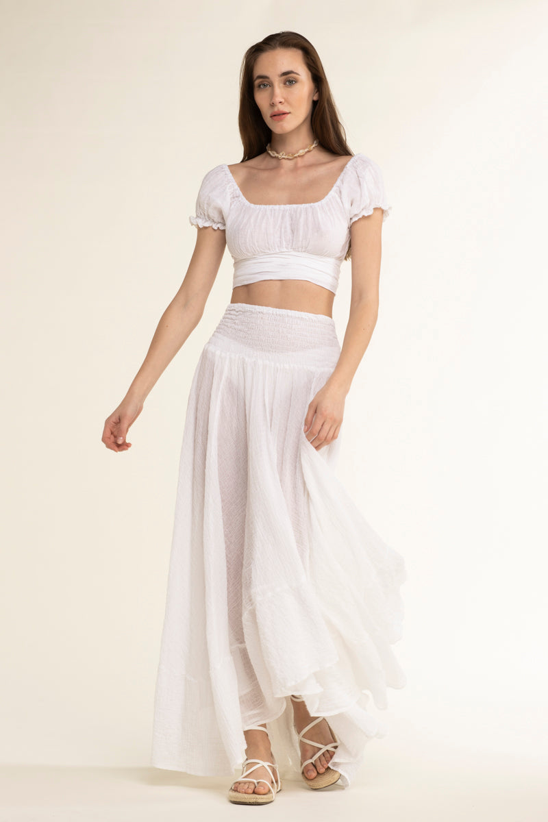 Zelda Cotton Skirt White