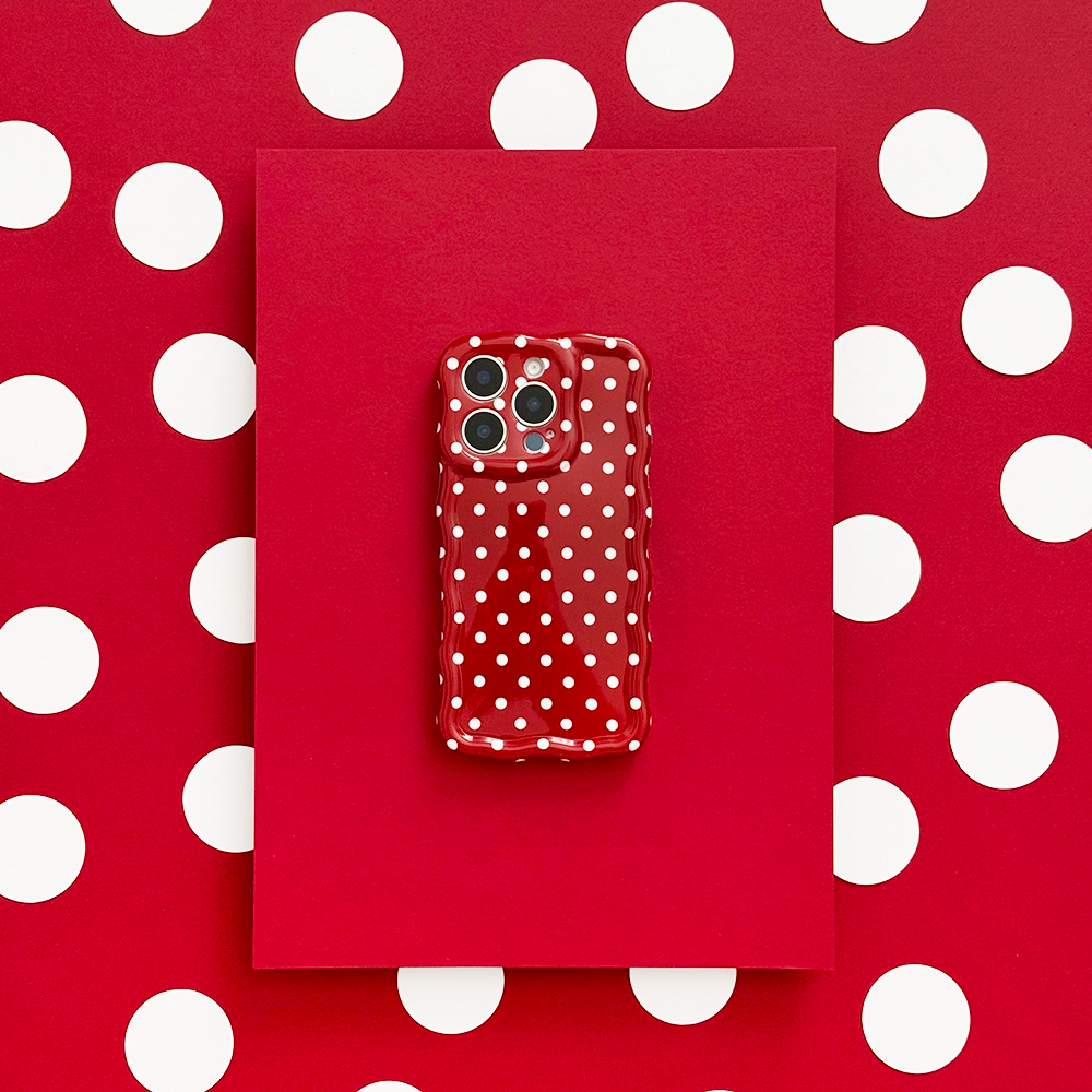Wavy Phone Case - Burgundy Polka Dot