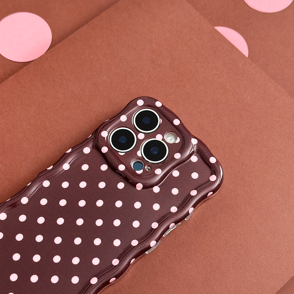 Wavy Phone Case - Brown Polka Dot