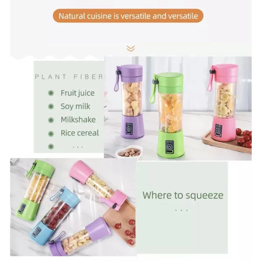 BESTDIY Portable USB Rechargeable Fruit Juice Blender Juice Maker Juicer Blender Mixer 380ML Fruit Juicer