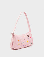 Lucas Hobo Mini Parfait Pink Handbag - Studs Pattern
