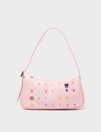 Lucas Hobo Mini Parfait Pink Handbag - Studs Pattern