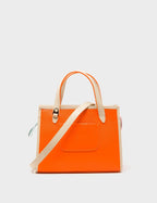Simon Neon Orange Leather Small Handbag - Retro Tiger Design