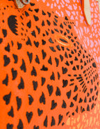 Simon Neon Orange Leather Small Handbag - Retro Tiger Design