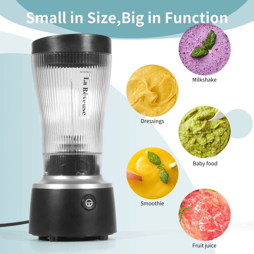 La Reveuse Personal Size Blender 250 Watts Power for Shakes Smoothies Seasonings Sauces with 15 oz Portable To Go Cup.BPA Free