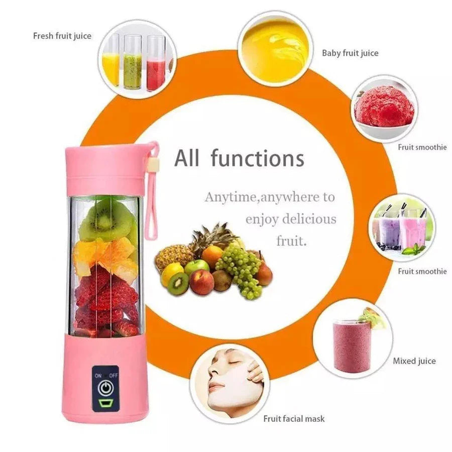 BESTDIY Portable USB Rechargeable Fruit Juice Blender Juice Maker Juicer Blender Mixer 380ML Fruit Juicer