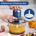 La Reveuse Food Processor.Electric Food Chopper with 7-Cup (1.7L) Glass Bowl. 4 Bi-Level Blades for Chopping.Grinding.Mincing.Whisking.Meal Prep.300W.Blue