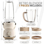 La Reveuse Personal Size Blender 300 Watts Power for Shakes Smoothies Seasonings Sauces with 17 oz Cup / 10 oz Mug.Retro Style