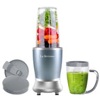 La Reveuse Personal Size Blender 250 Watts Power for Shakes Smoothies Seasonings Sauces with 1 Piece 15 oz Cup.1 Piece 10 oz Mug.BPA Free (Pearl Blue)