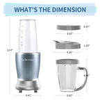 La Reveuse Personal Size Blender 250 Watts Power for Shakes Smoothies Seasonings Sauces with 1 Piece 15 oz Cup.1 Piece 10 oz Mug.BPA Free (Pearl Blue)
