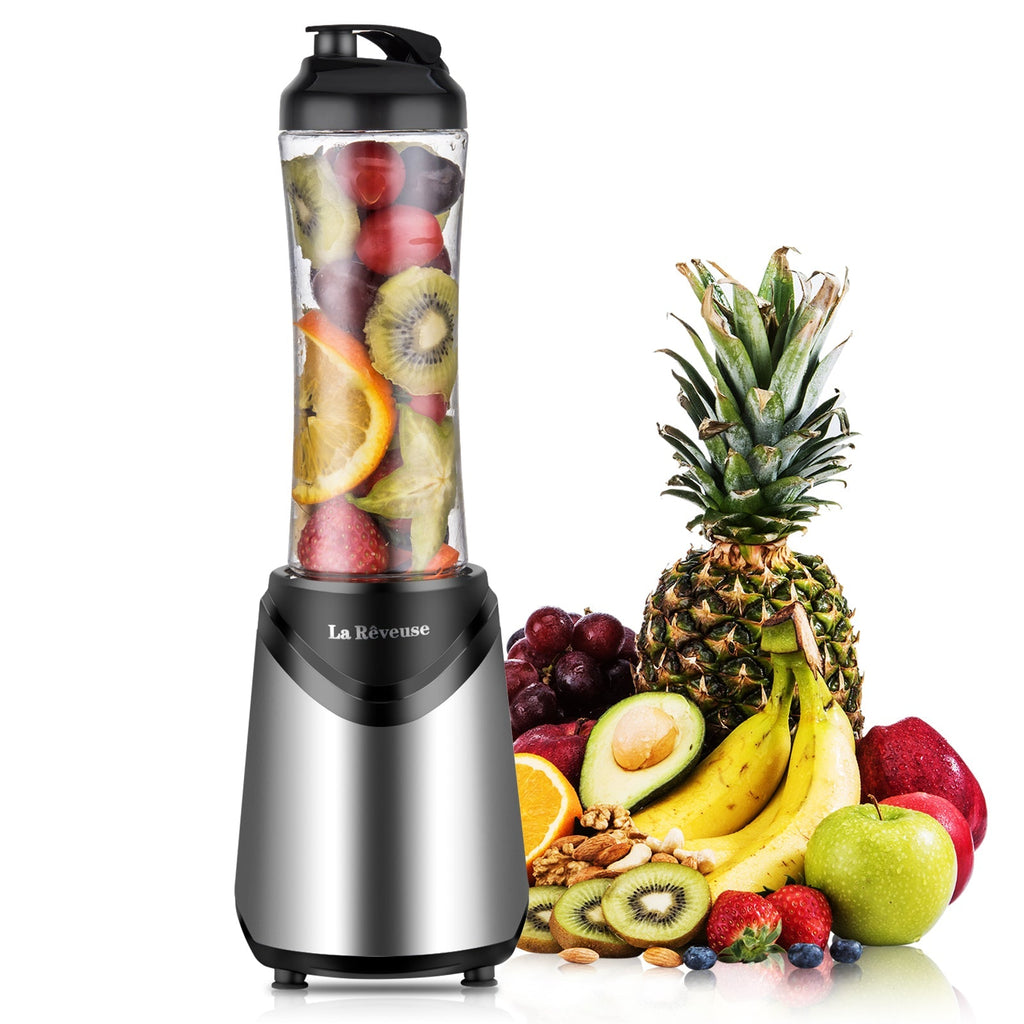 La Reveuse Smoothies Blender 300 Watt with 18 oz BPA Free Portable Travel Sports Bottle - Black 1801B