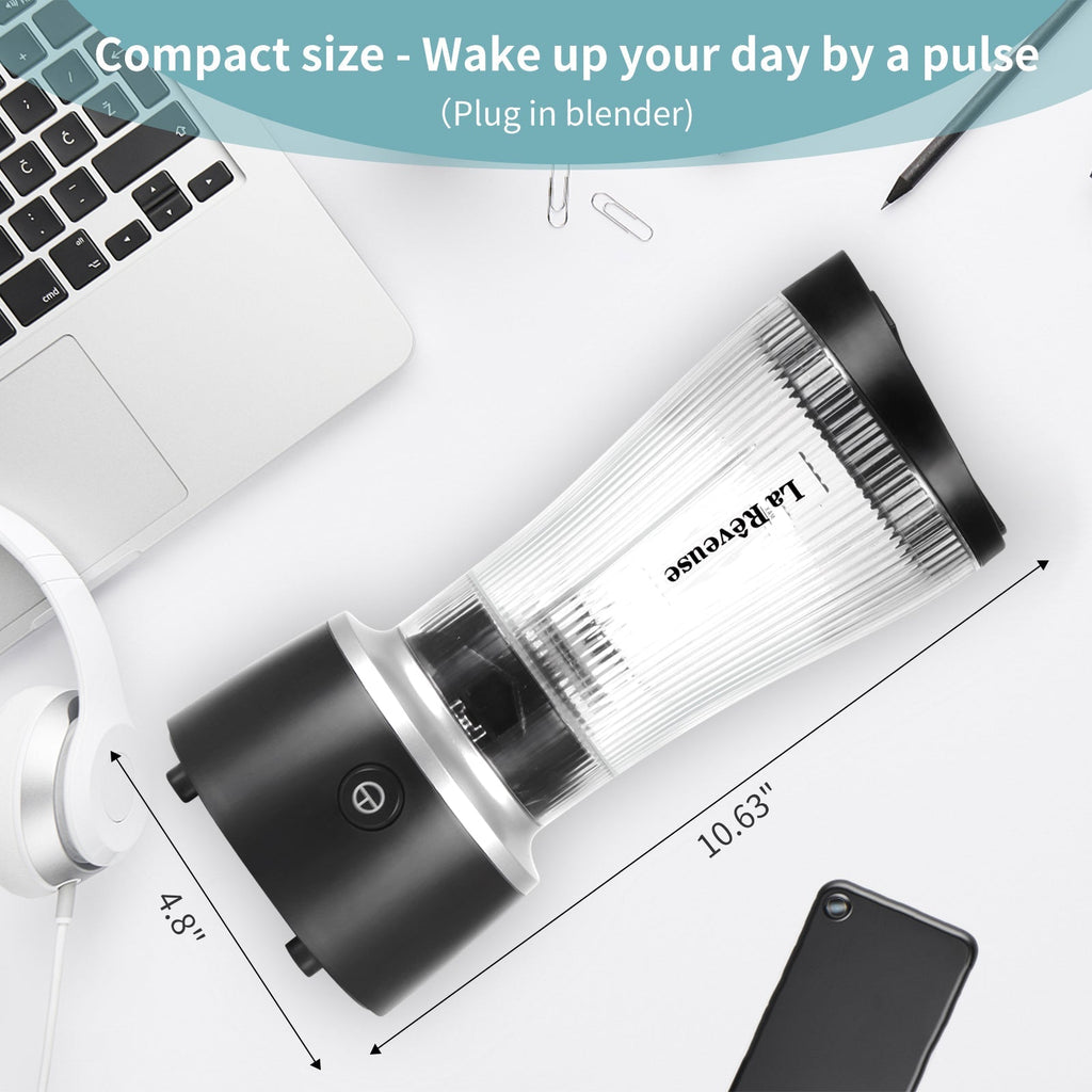 La Reveuse Personal Size Blender 250 Watts Power for Shakes Smoothies Seasonings Sauces with 15 oz Portable To Go Cup.BPA Free