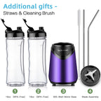 La Reveuse Smoothie Blender Personal Size 300 Watts with 2 Pieces 18 oz BPA Free Travel Sports Bottles.Purple