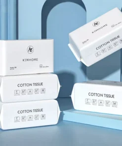 Toallitas faciales desechables de algodón para piel sensible: 100 % algodón puro, para uso en seco y en húmedo, 50 unidades