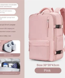 🔥35 L Seyahat Sırt Çantası – Su geçirmez, kabin boyutunda sırt çantası, ayakkabı bölmesi ve 16 inç dizüstü bilgisayar bölmesi ile, erkekler ve kadınlar için uygun